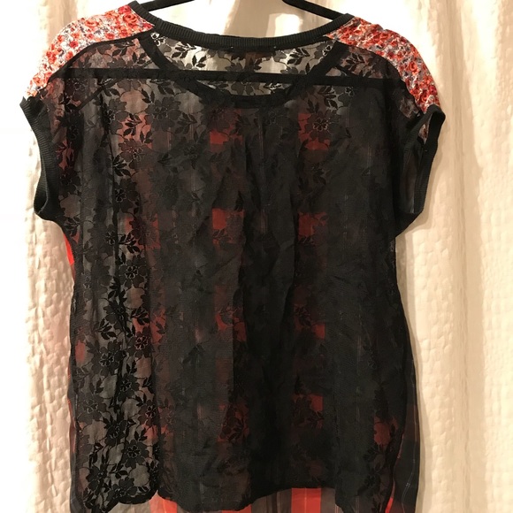 🎸Zara Sheer Plaid & Lace Top🎸 - Picture 8 of 8